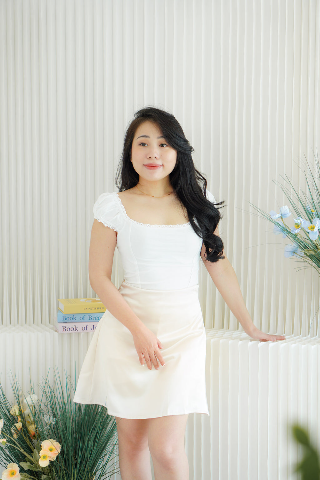 Faithra Square Neck Crop Top in White