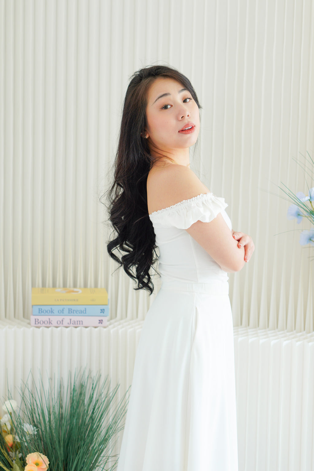 Faithra Square Neck Crop Top in White