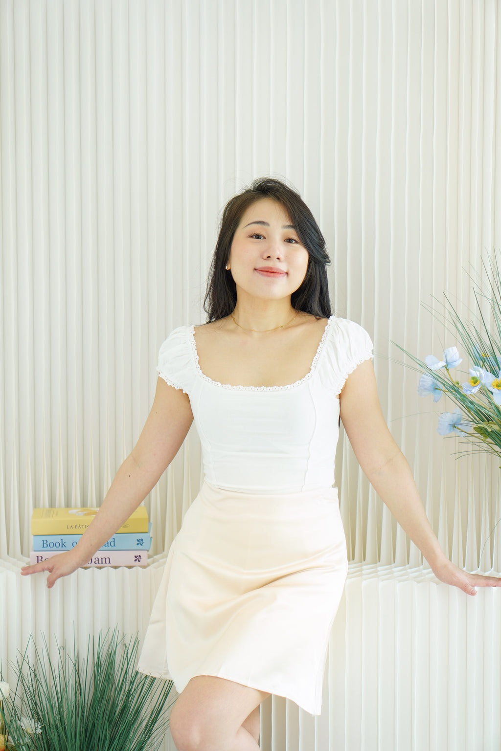 Faithra Square Neck Crop Top in White