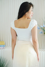 Faithra Square Neck Crop Top in White