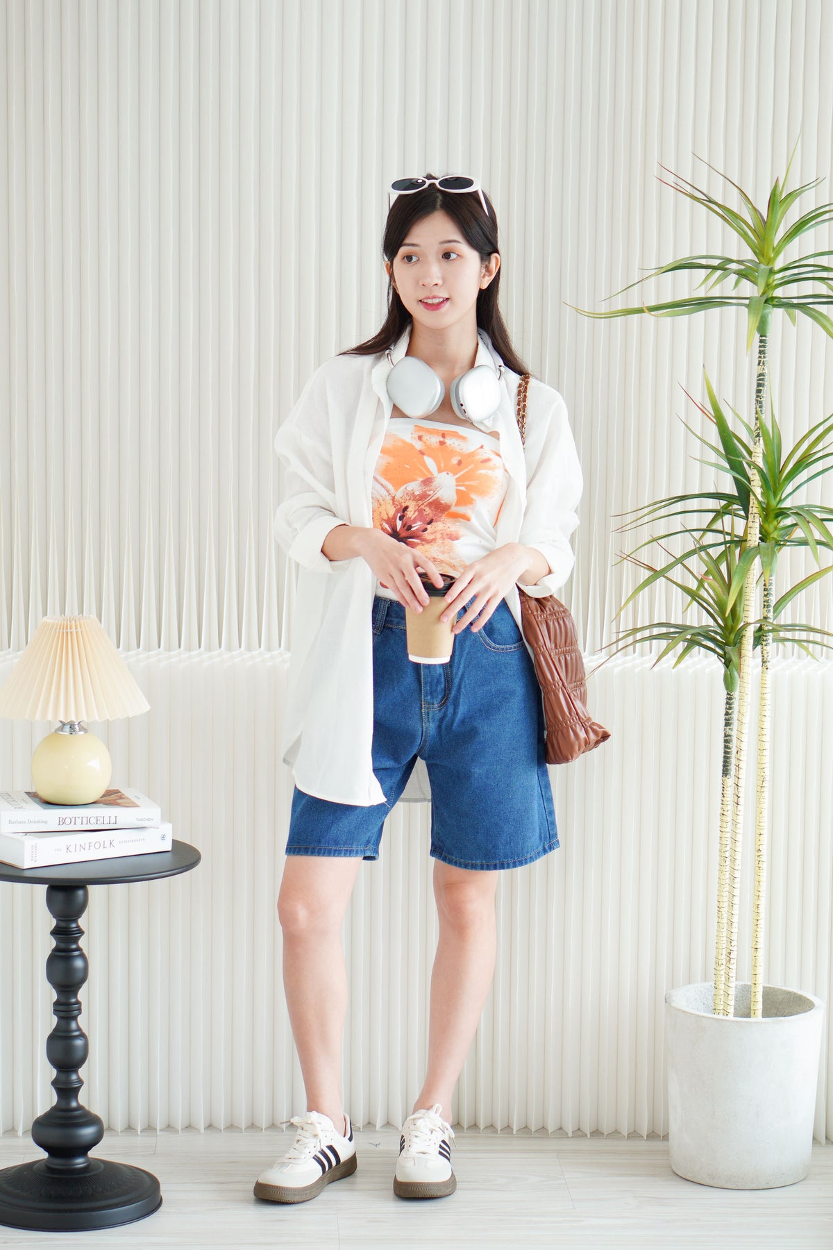Island Resort Collar Button Down Linen Top in White