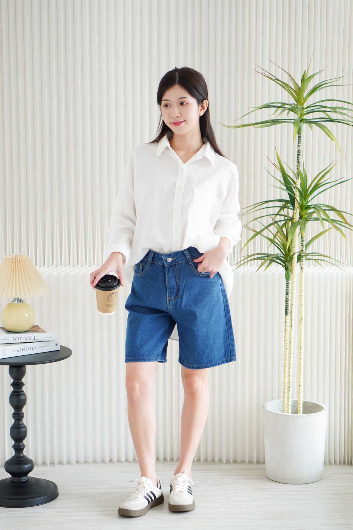 Island Resort Collar Button Down Linen Top in White