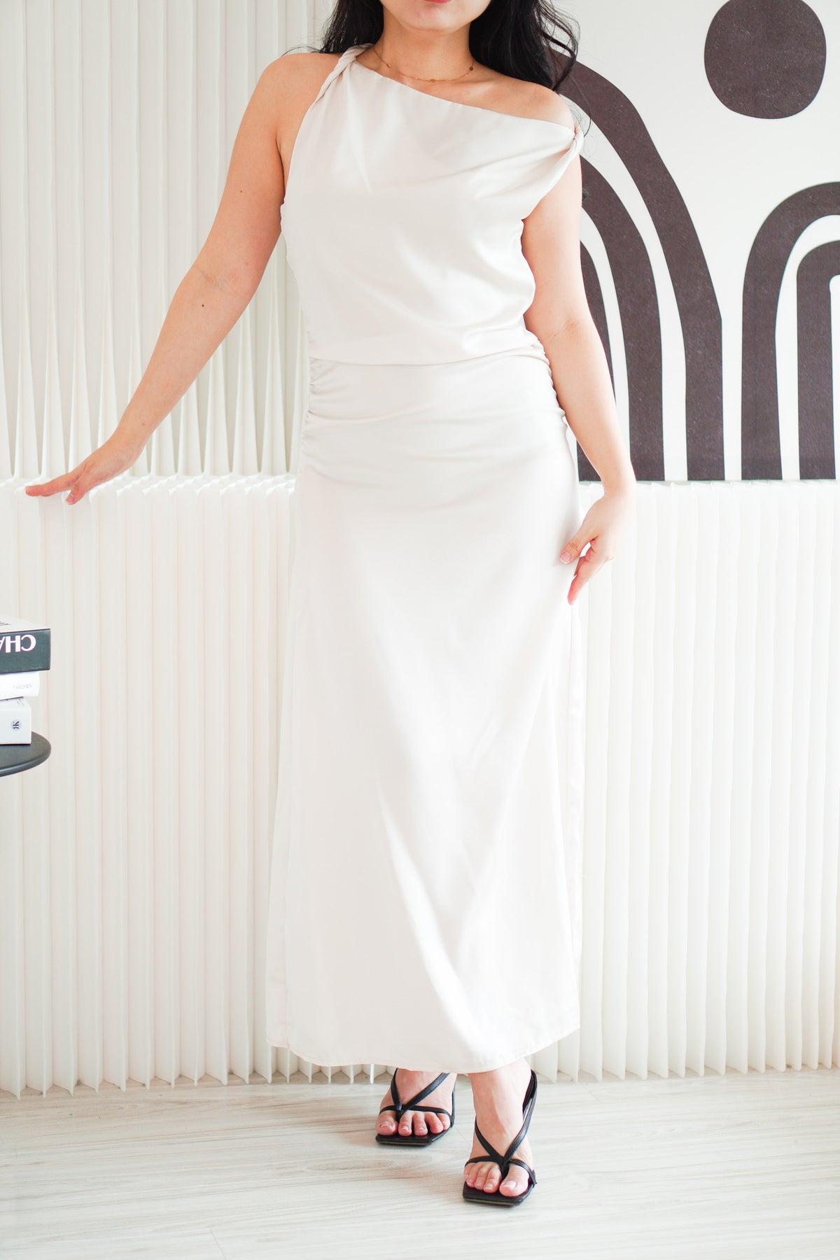 Seren Satin Maxi Dress in Champagne
