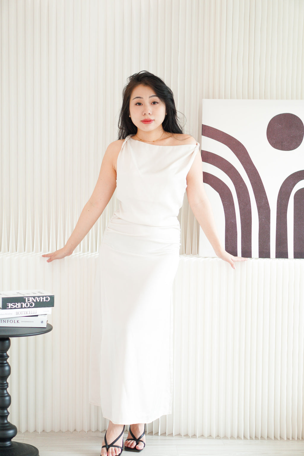 Seren Satin Maxi Dress in Champagne