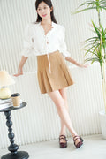 Darcy Pleated Skirt in Khaki