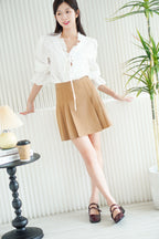 Darcy Pleated Skirt in Khaki