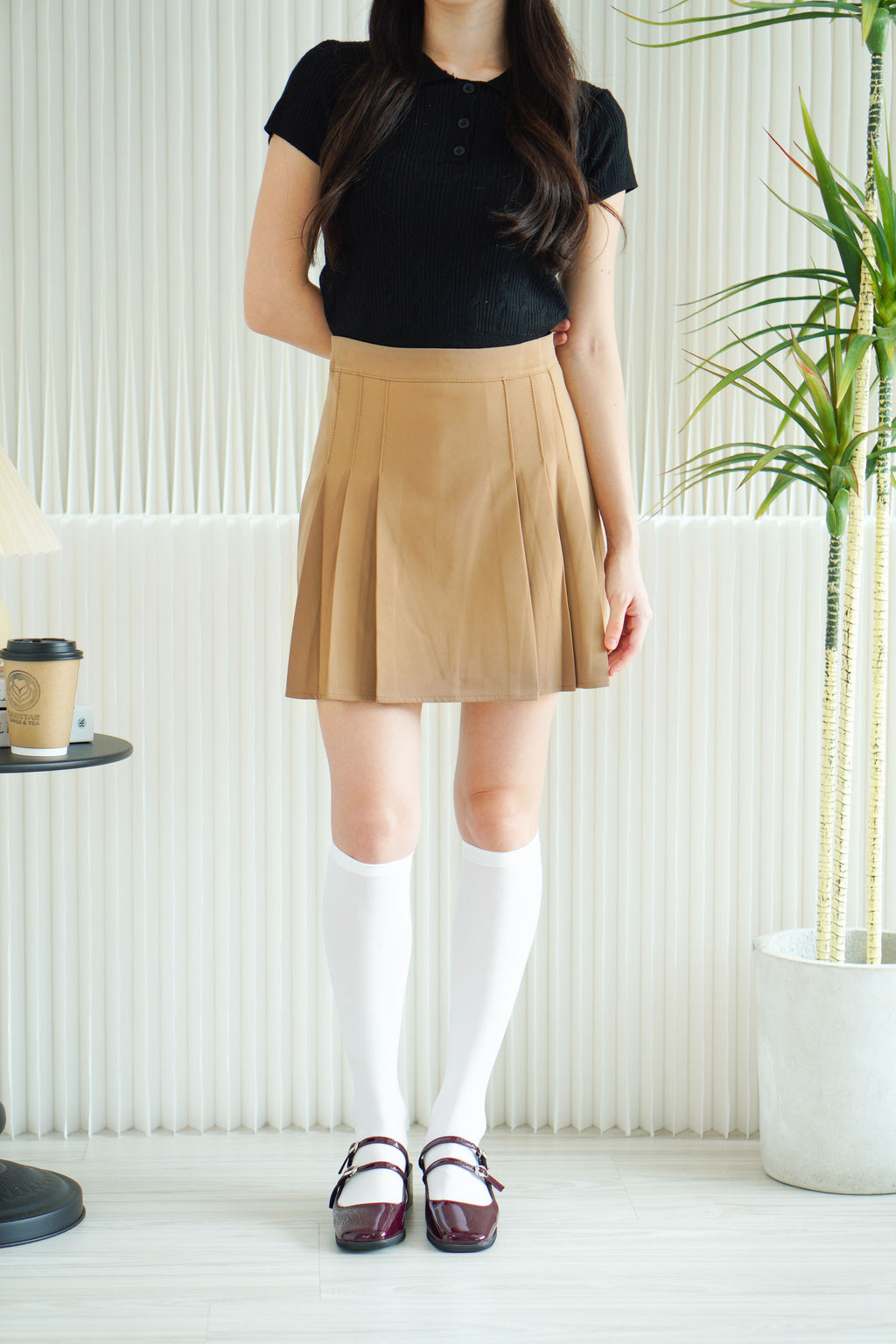Darcy Pleated Skirt in Khaki