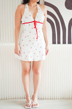 Cerise Deep V Cherry Printed Mini Dress