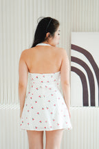 Cerise Deep V Cherry Printed Mini Dress