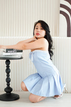 Cieli Pleated Tube Dress in Blue