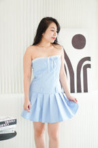 Cieli Pleated Tube Dress in Blue