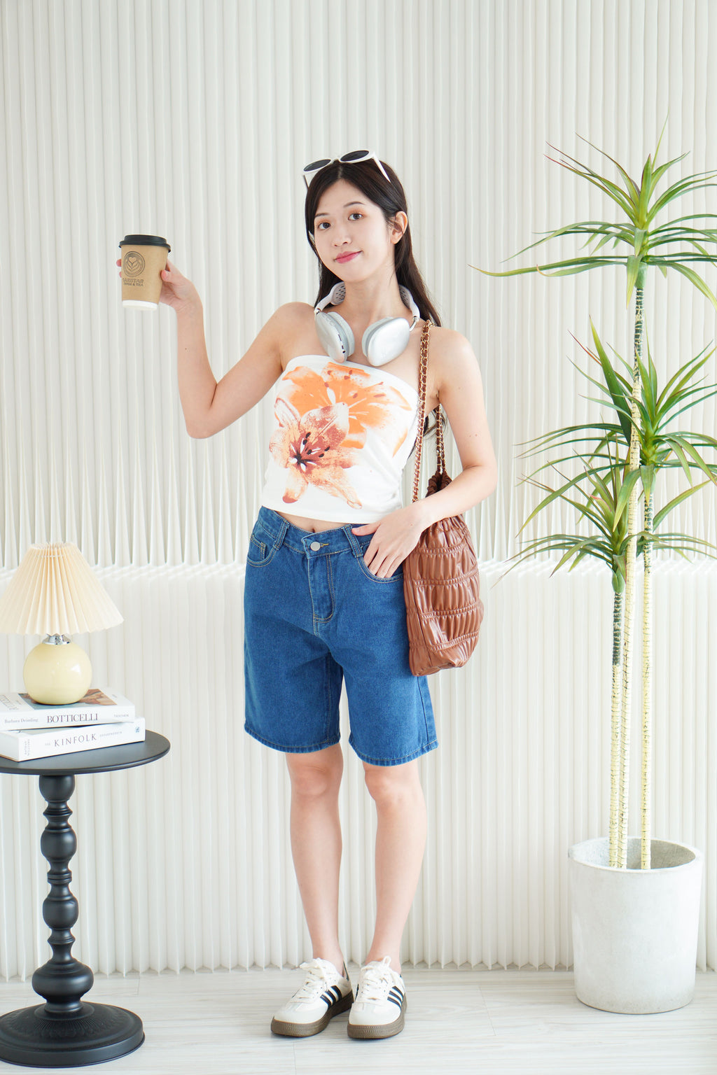 Brix Midi Denim Shorts in Dark Blue