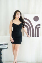 Harlem Padded Lace Mini Dress in Black