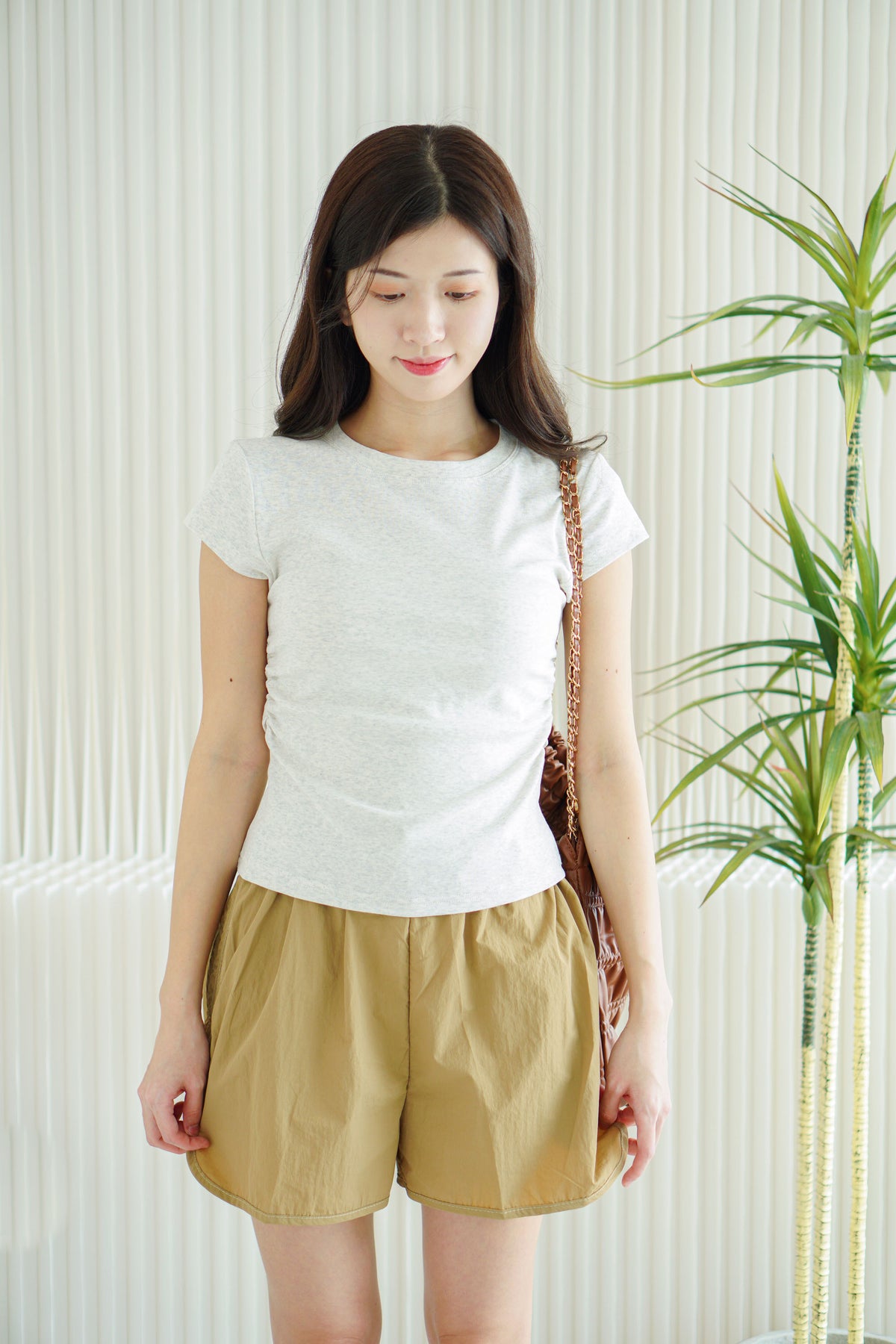 Ziva Nylon Shorts in Khaki