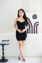 Harlem Padded Lace Mini Dress in Black