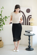 Leo Knit Short Sleeve Top in Beige