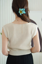 Leo Knit Short Sleeve Top in Beige