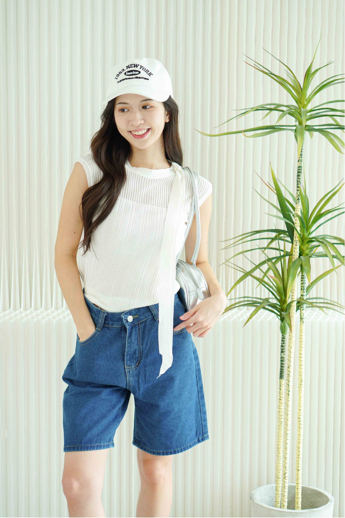 Tessa Tie Neck Knit Top in White