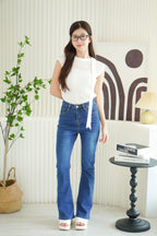 Tessa Tie Neck Knit Top in White