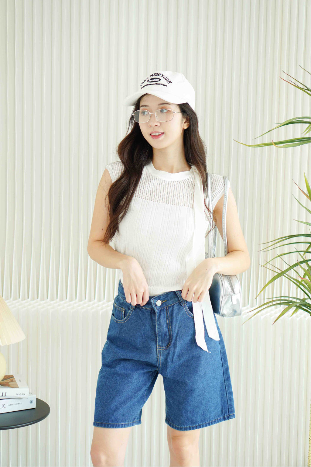 Tessa Tie Neck Knit Top in White