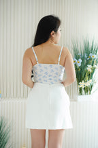 Lyra Floral Sleeveless Crop Top in Blue