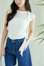Tessa Tie Neck Knit Top in White