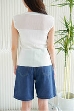 Tessa Tie Neck Knit Top in White