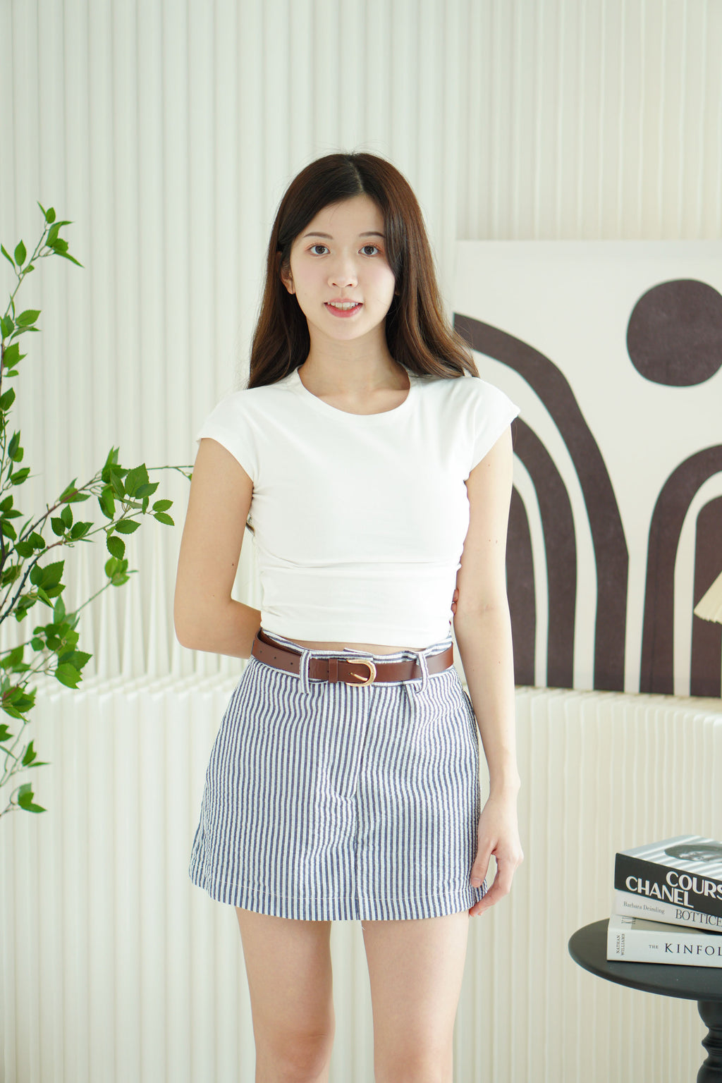 Willa Stripes Mini Skort in Blue