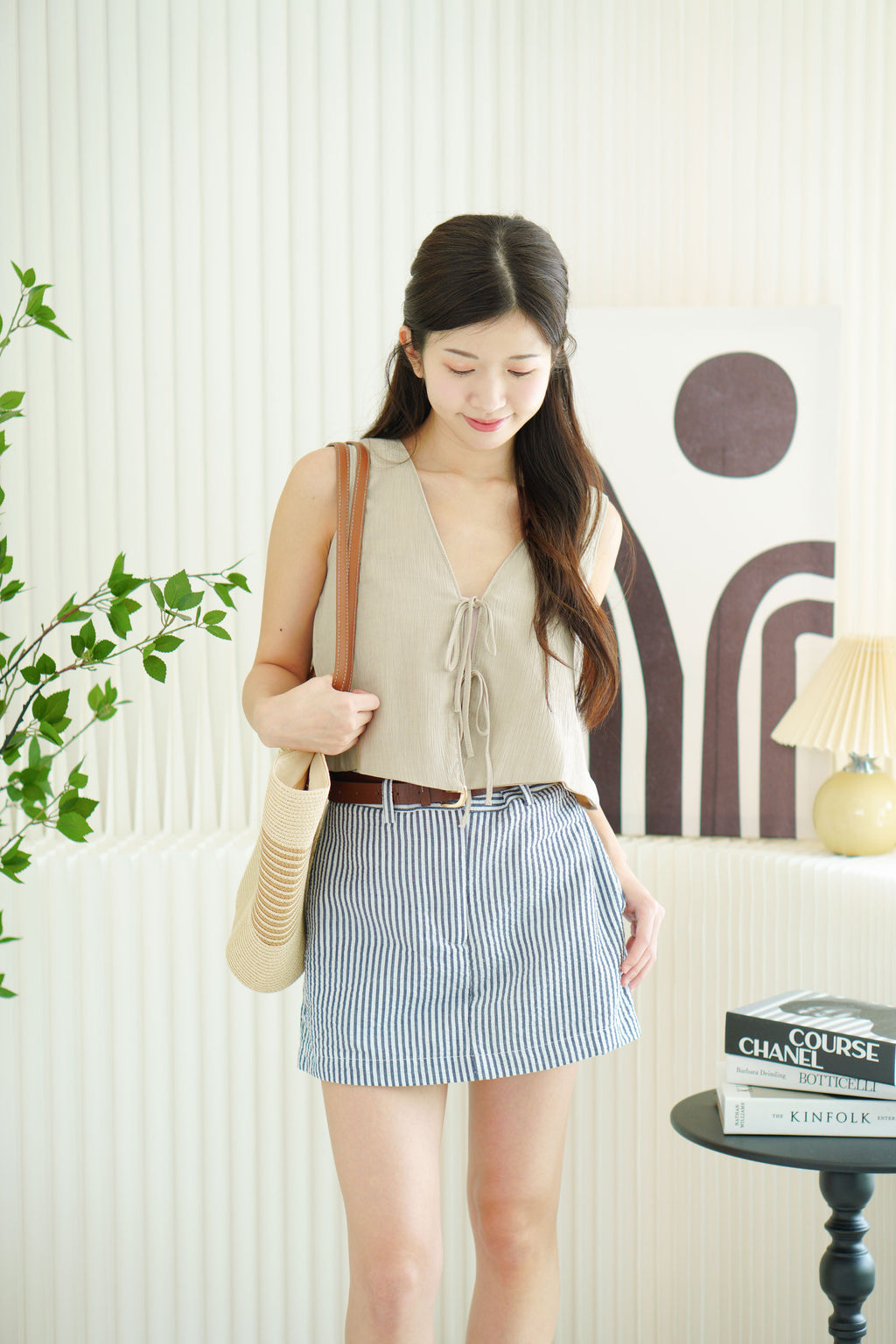 Willa Stripes Mini Skort in Blue