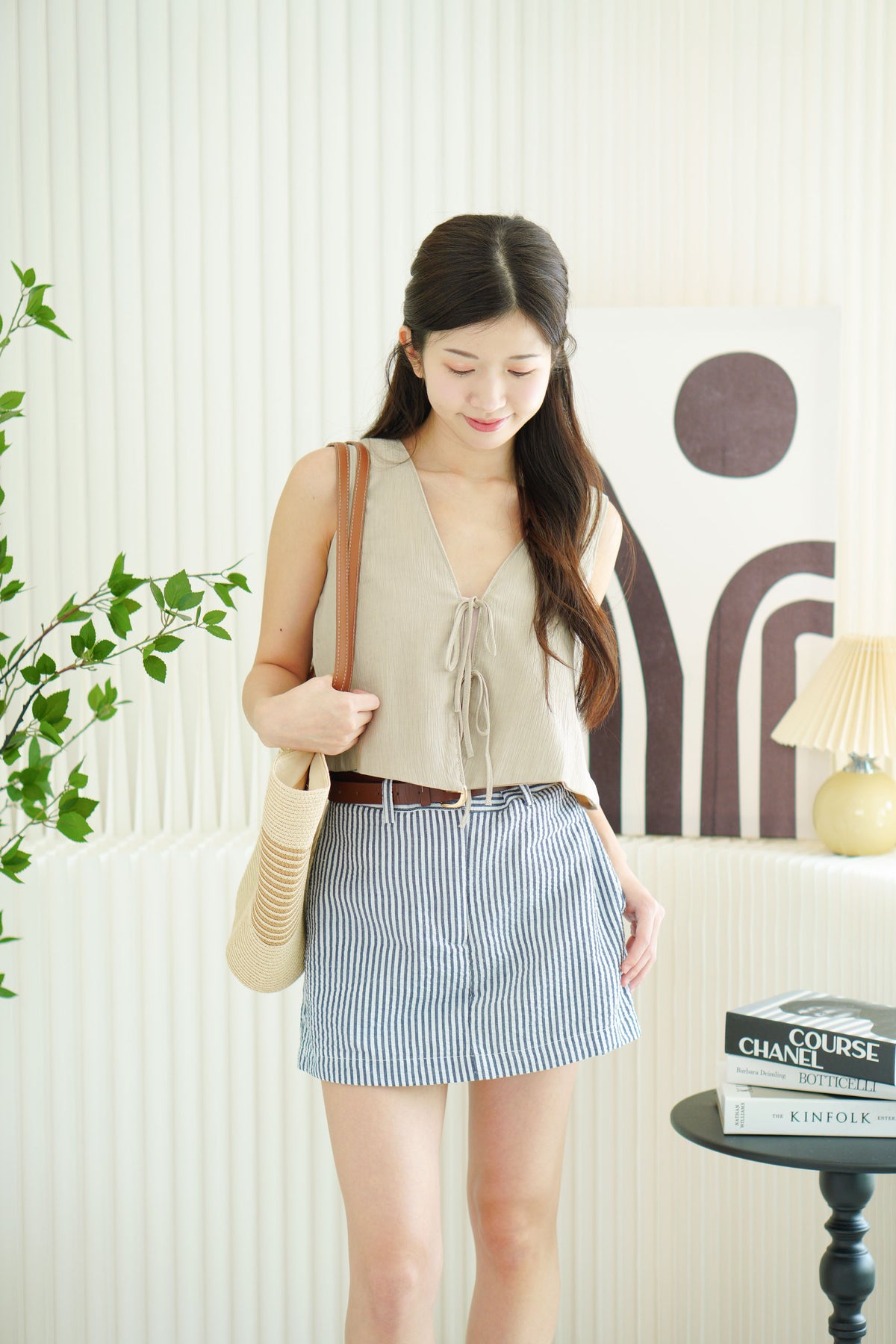 Willa Stripes Mini Skort in Blue