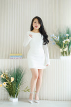 Lisabeth Long Sleeve Mini Lace Dress in White