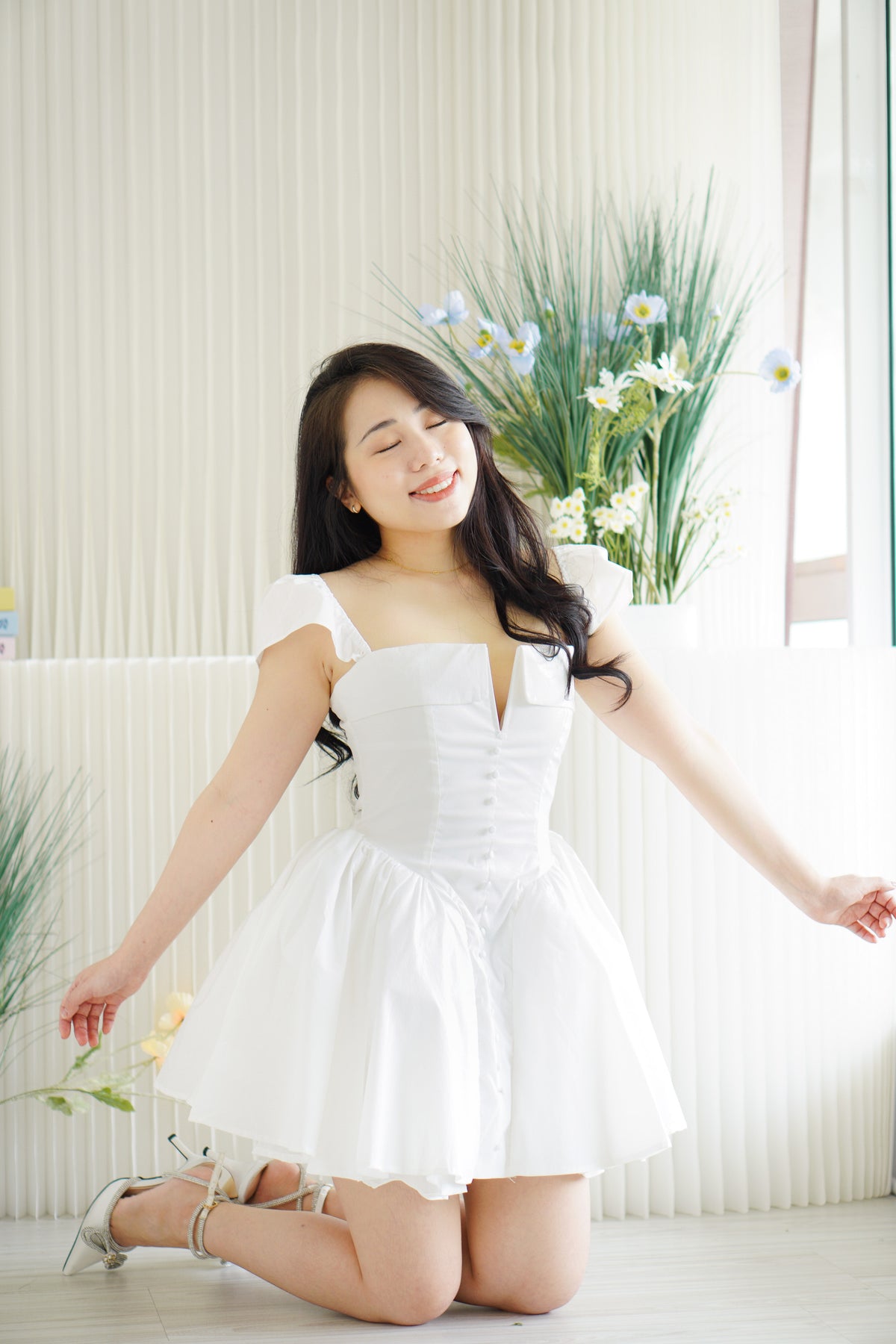 (Premium) Mirabelle Mini A-Line Tulle Dress in White