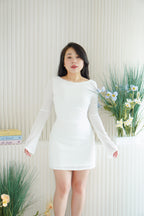 Lisabeth Long Sleeve Mini Lace Dress in White