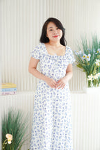 Belisa Floral Square Neck Maxi Dress in Blue