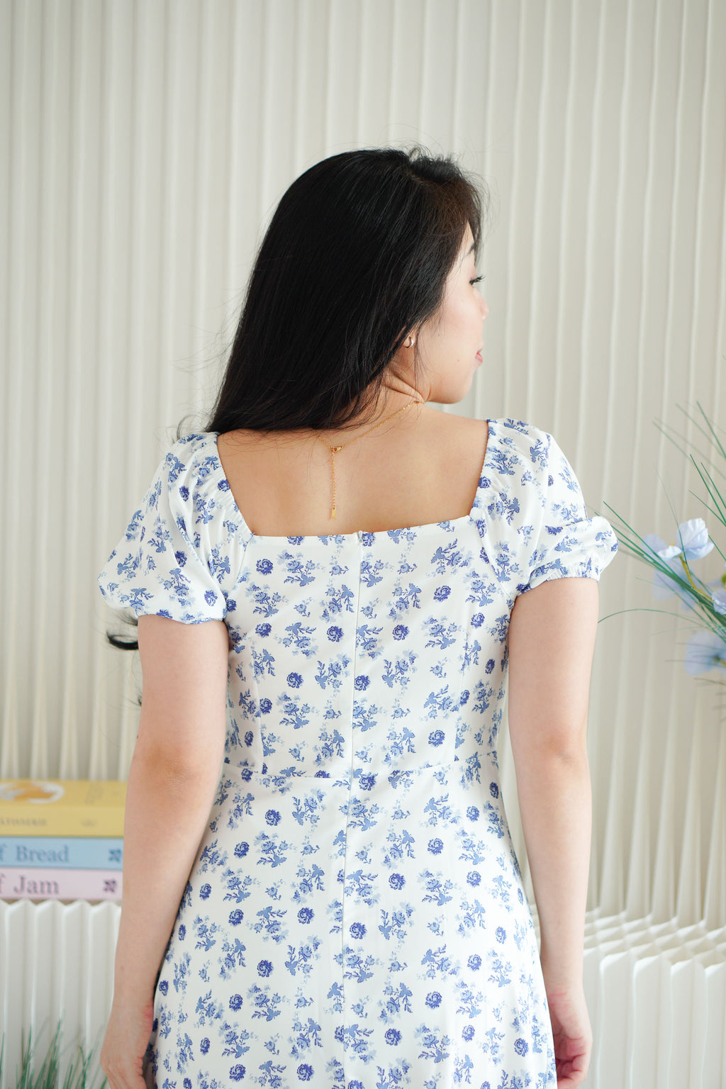 Belisa Floral Square Neck Maxi Dress in Blue