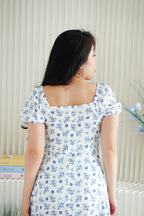 Belisa Floral Square Neck Maxi Dress in Blue