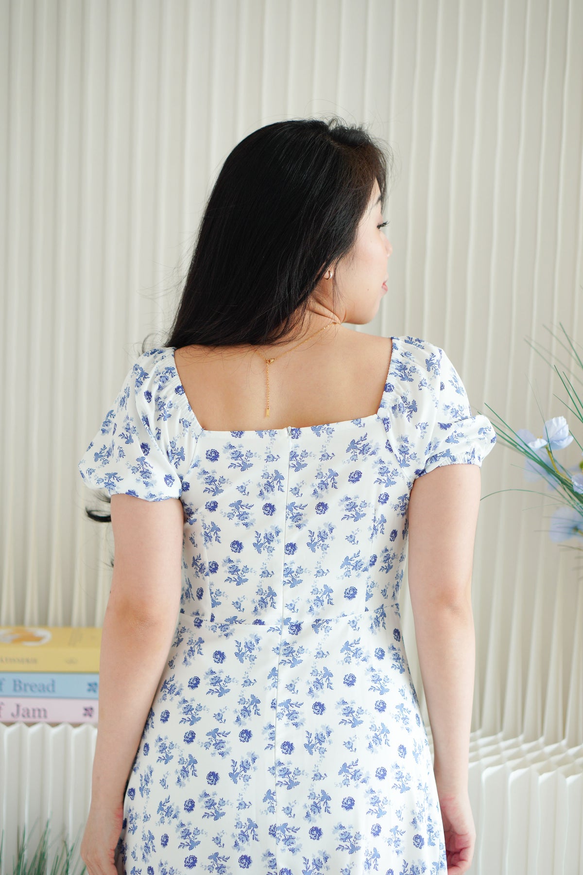 Belisa Floral Square Neck Maxi Dress in Blue