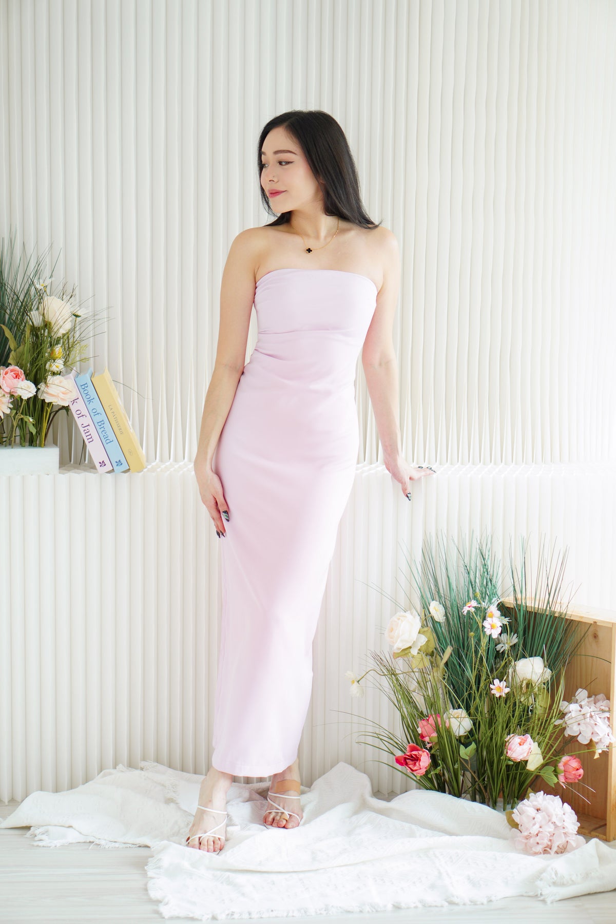 Lime Storm Tube Maxi Dress in Light Pink