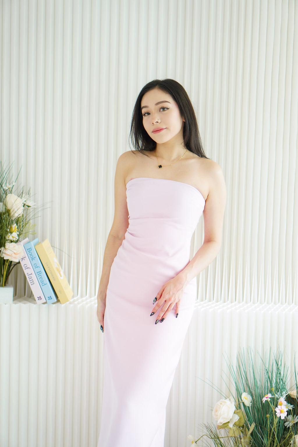 Lime Storm Tube Maxi Dress in Light Pink
