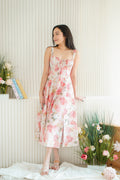 Rosalyn Floral Corset Maxi A-Line Dress in Pink