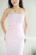 Lime Storm Tube Maxi Dress in Light Pink