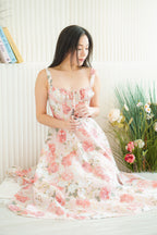 Rosalyn Floral Corset Maxi A-Line Dress in Pink