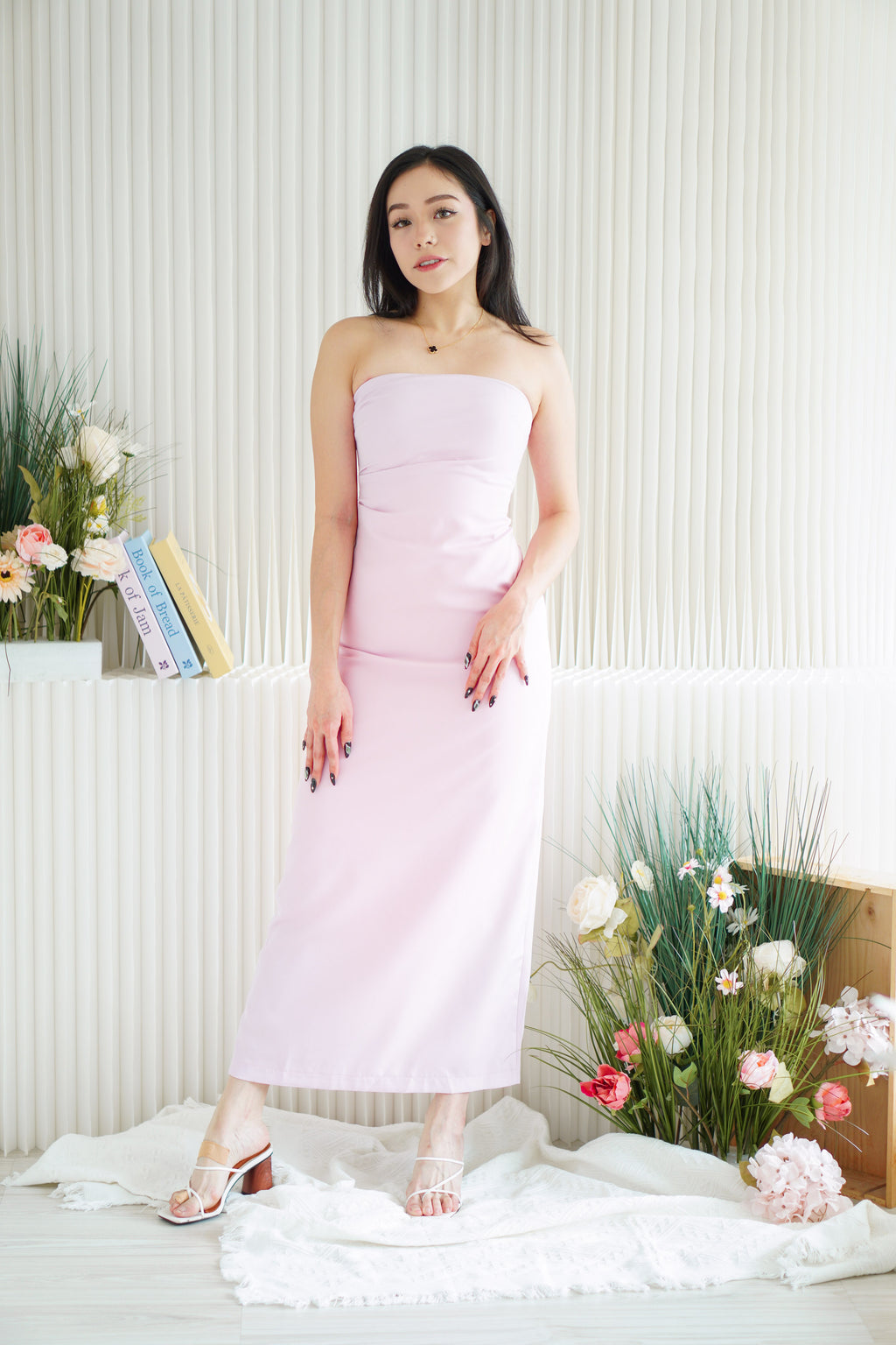 Lime Storm Tube Maxi Dress in Light Pink