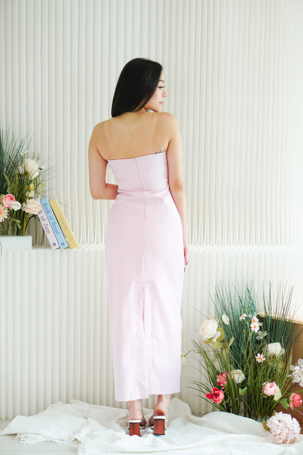 Lime Storm Tube Maxi Dress in Light Pink