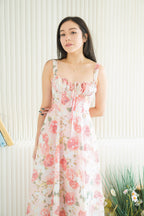 Rosalyn Floral Corset Maxi A-Line Dress in Pink