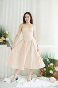 Posy Drop Waist A-Line Dress in Light Pink
