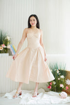 Posy Drop Waist A-Line Dress in Light Pink