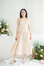 Posy Drop Waist A-Line Dress in Light Pink
