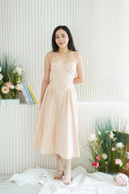 Posy Drop Waist A-Line Dress in Light Pink