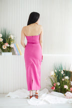Lime Storm Tube Maxi Dress in Dark Pink
